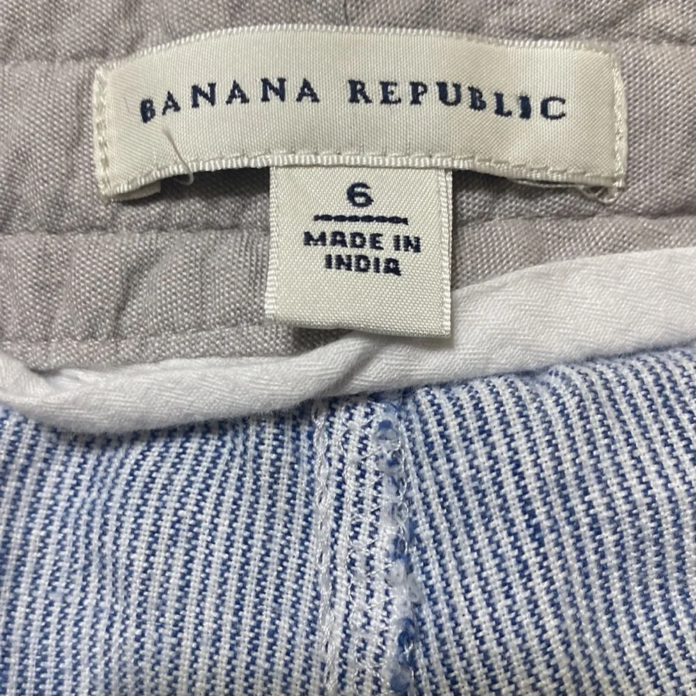 Banana Republic blue and white striped linen wide leg pants size 6
